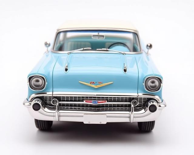1957 Chevrolet Bel Air diecast model in light blue